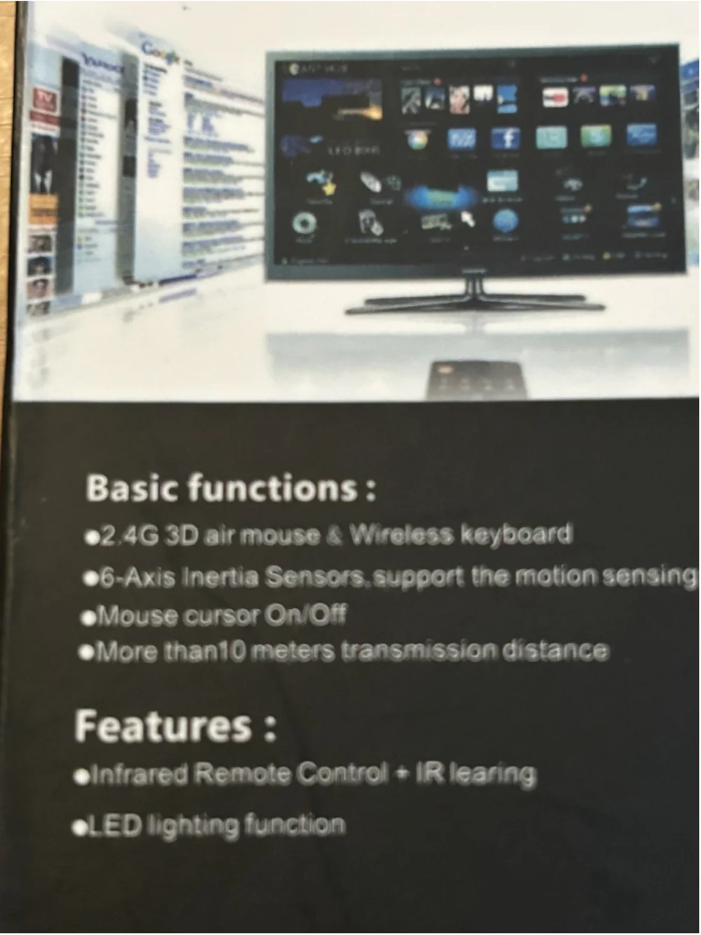 Air Mouse 2.6G Motion Sensing Wireless Keyboard and Back Light